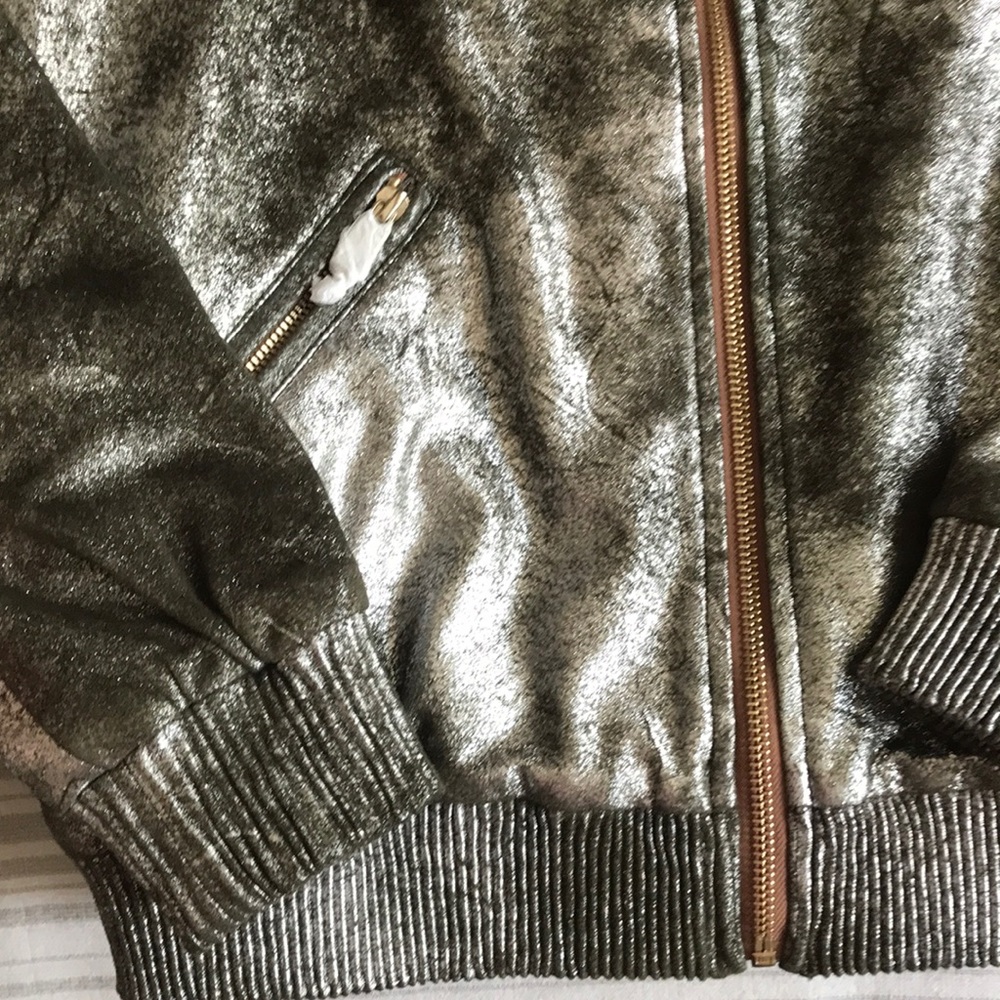 Zara metallic faux suede bomber jacket S - Picture 6 of 13